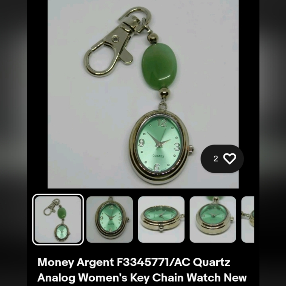 COPY - Money Argent Green Quartz Analog Watch Keychain- New.